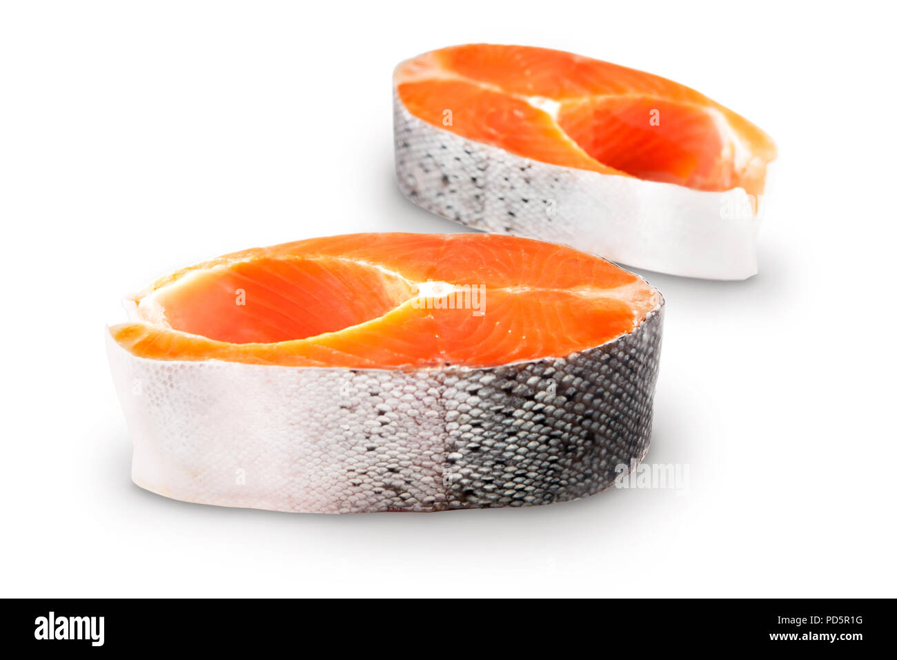 Steak fresh salmon isolated on white background Stock Photo - Alamy