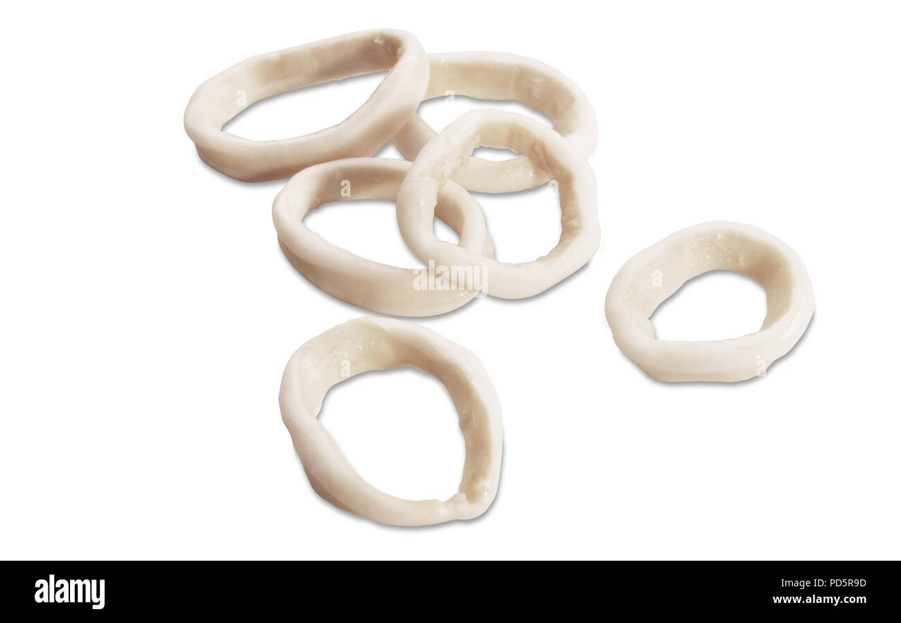 Rings of squid isolated on white background Stock Photo - Alamy