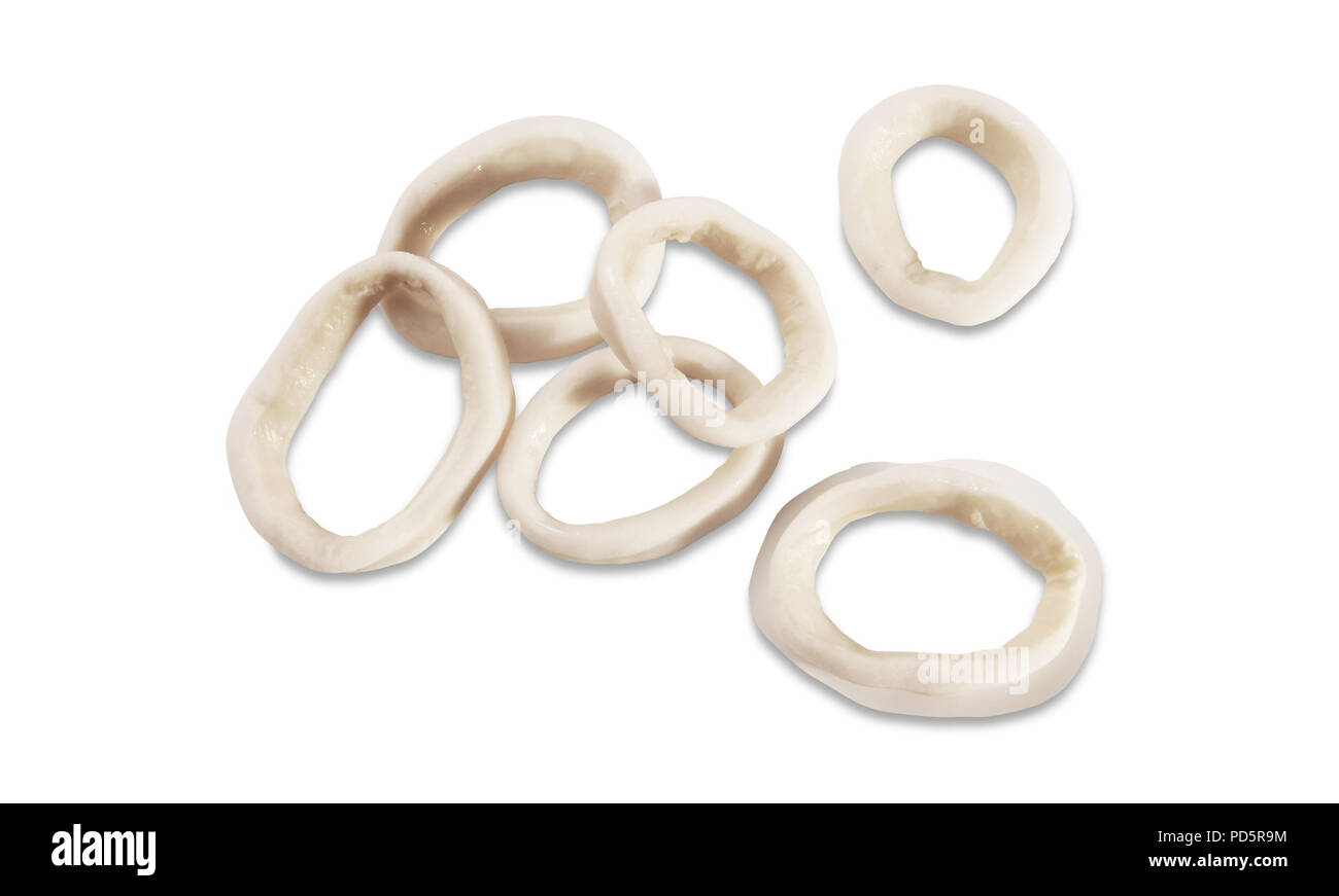 Rings of squid isolated on white background Stock Photo - Alamy