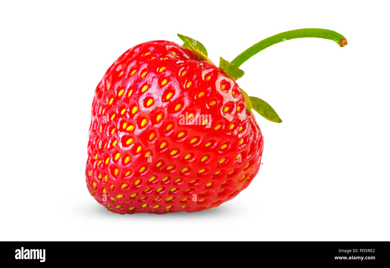 One ripe strawberry isolated on white background Stock Photo - Alamy