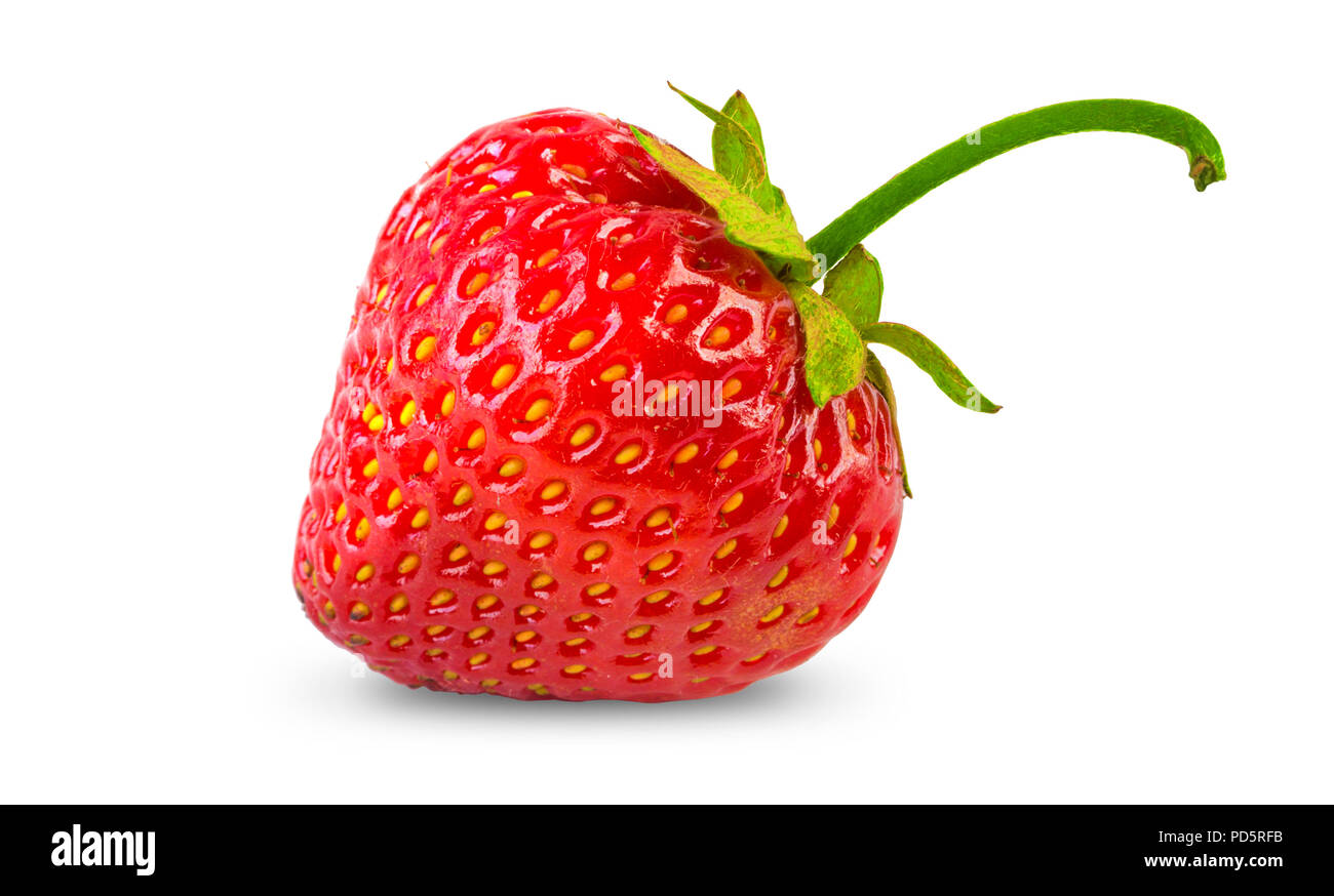 One ripe strawberry isolated on white background Stock Photo - Alamy
