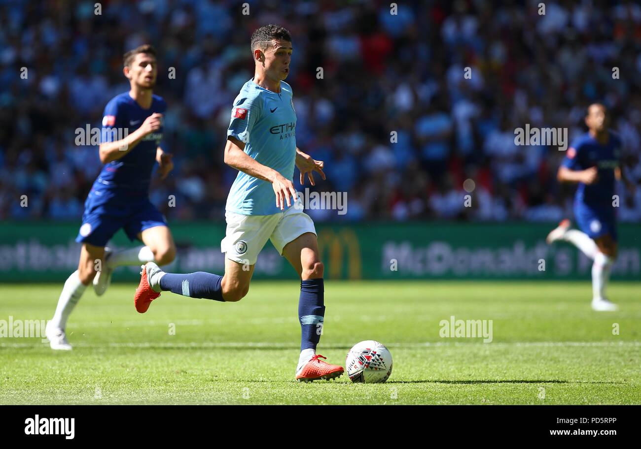 Phil Foden of Manchester City in action during the FA Community Shield match between Chelsea and Manchester City at Wembley Stadium in London. 05 Aug 2018 Stock Photo