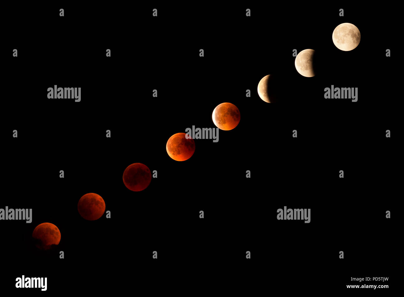 total Moon eclipse view from Italy on 27 July  2018 Stock Photo