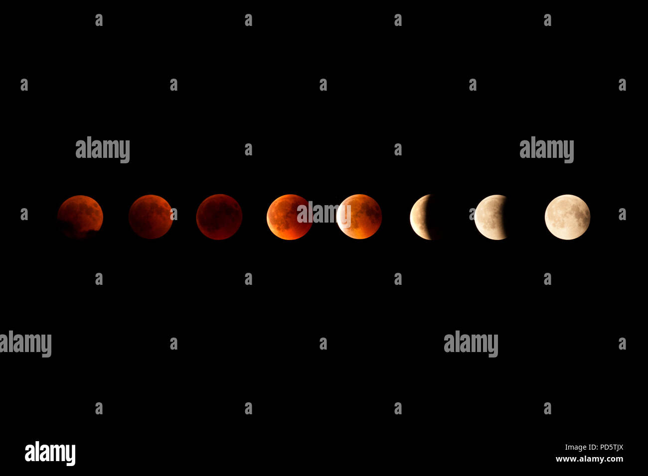 total Moon eclipse view from Italy on 27 July  2018 Stock Photo
