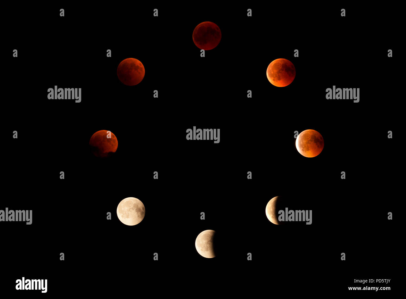 total Moon eclipse view from Italy on 27 July  2018 Stock Photo