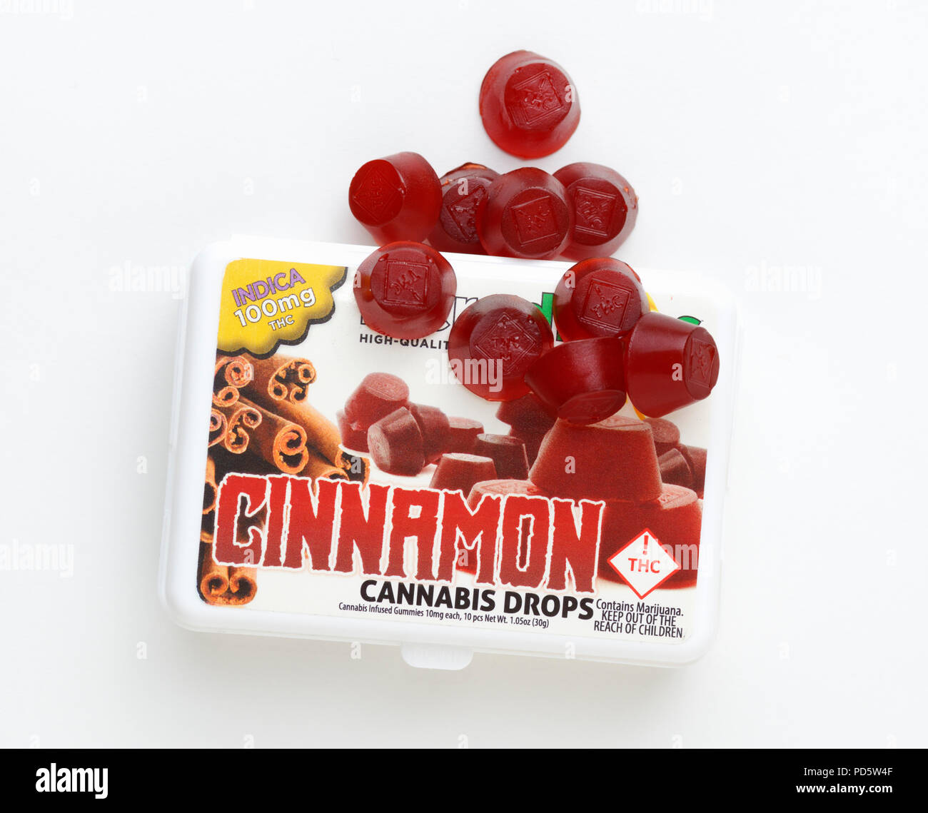 Edible cannabis gummy drops Stock Photo