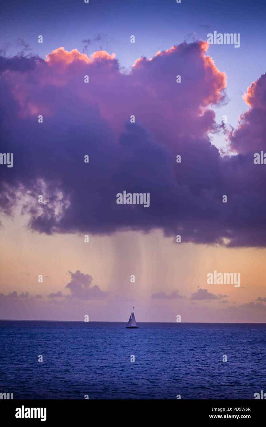 Storm over a Sailboat Stock Photo