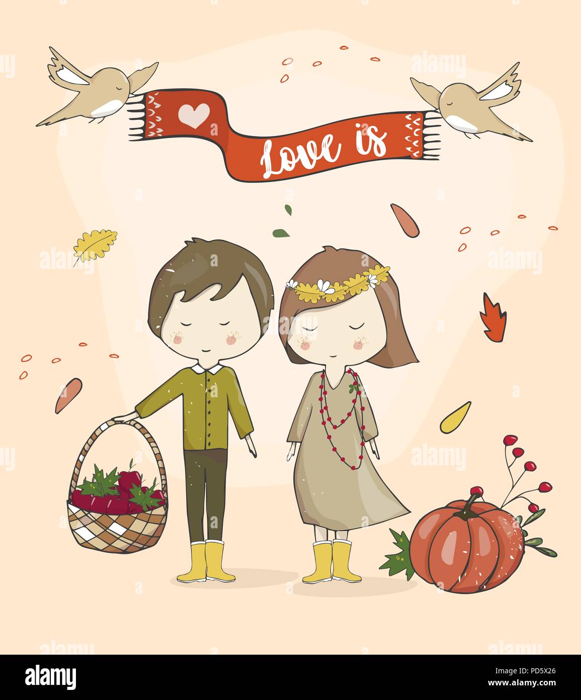 cute cartoon couple in love