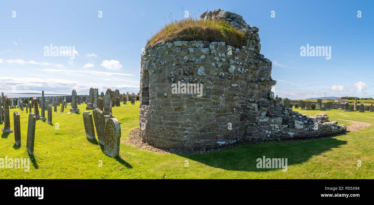 Orphir Round Kirk, a Norse church built in Orkney during the late Dark Ages. Stock Photo