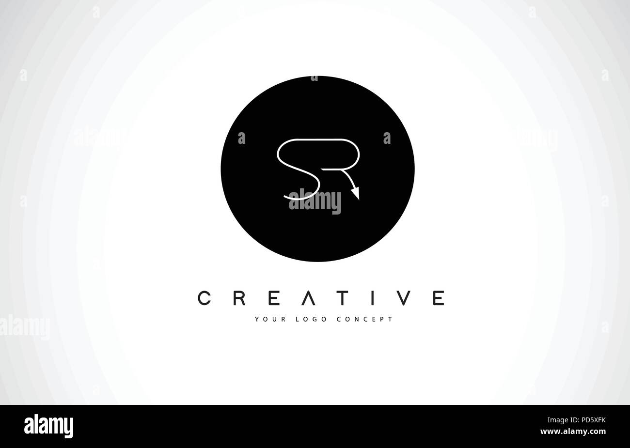 SR S R Logo Design with Black and White Creative Icon Text Letter Vector. Stock Vector