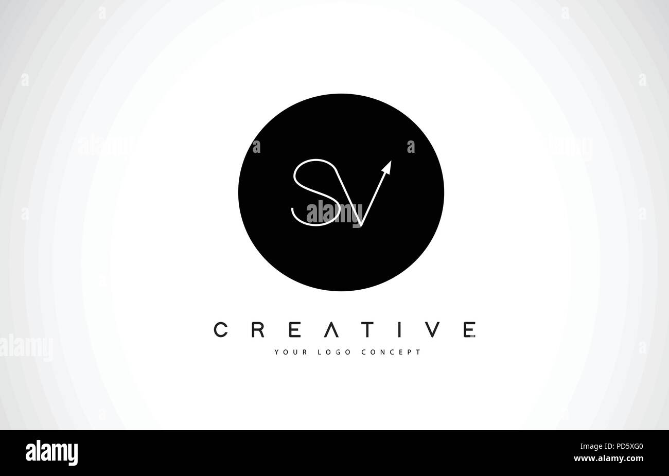 SV S V Logo Design with Black and White Creative Icon Text Letter ...
