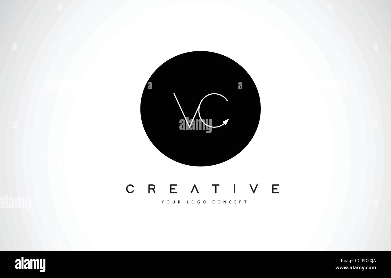 Vc V C Logo Design With Black And White Creative Icon Text Letter