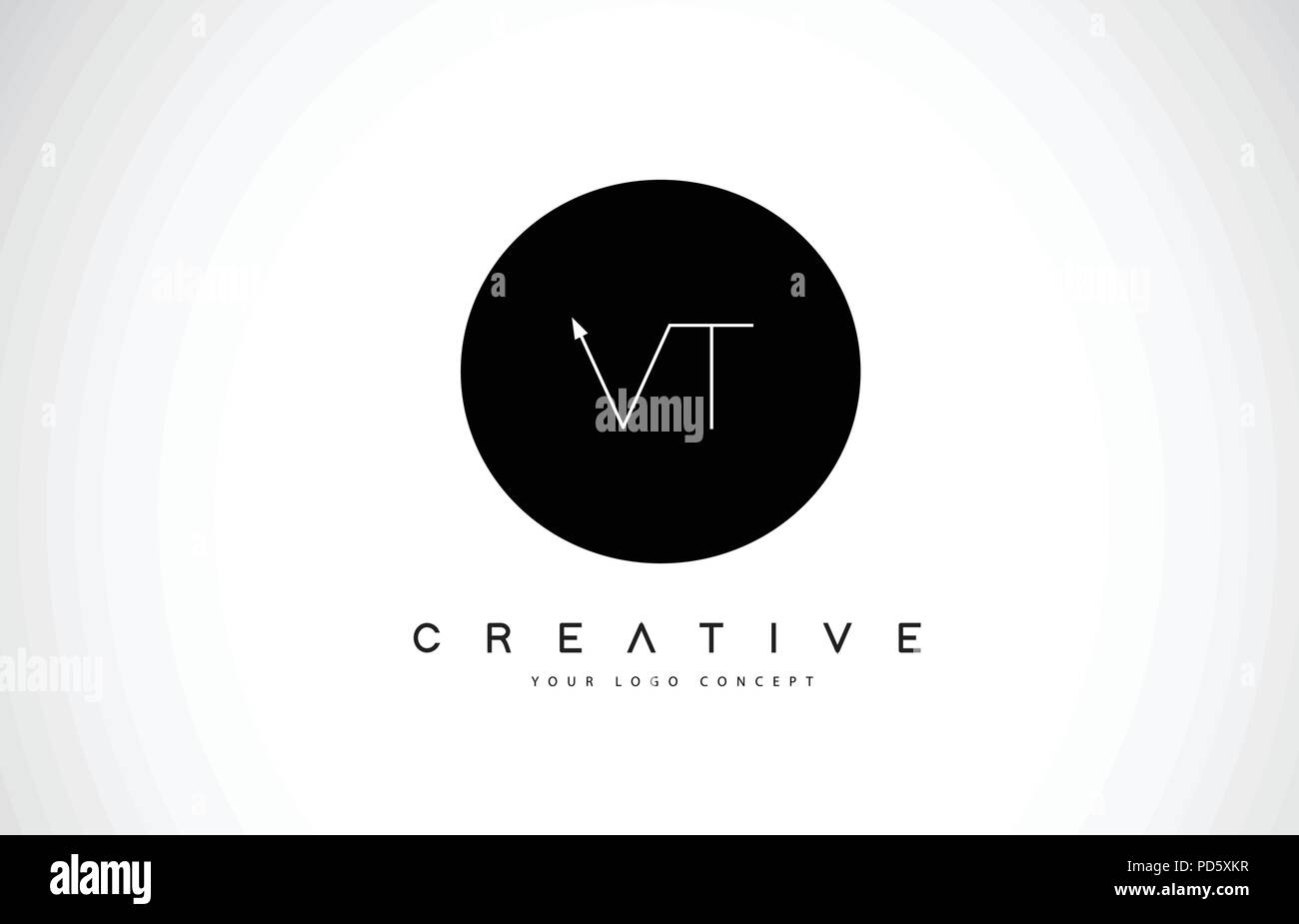 Vt V T Logo Design With Black And White Creative Icon Text Letter