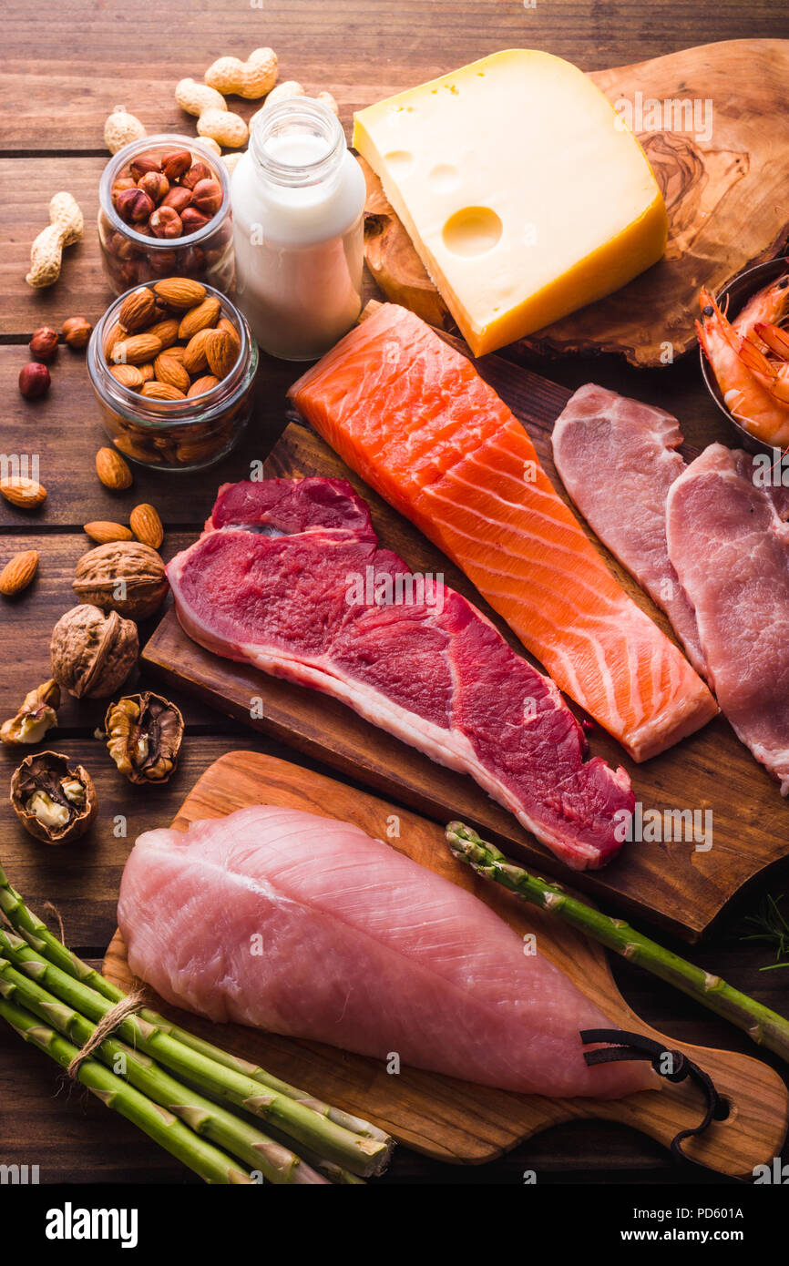 Large group of food, healthy food for a protein diet Stock Photo