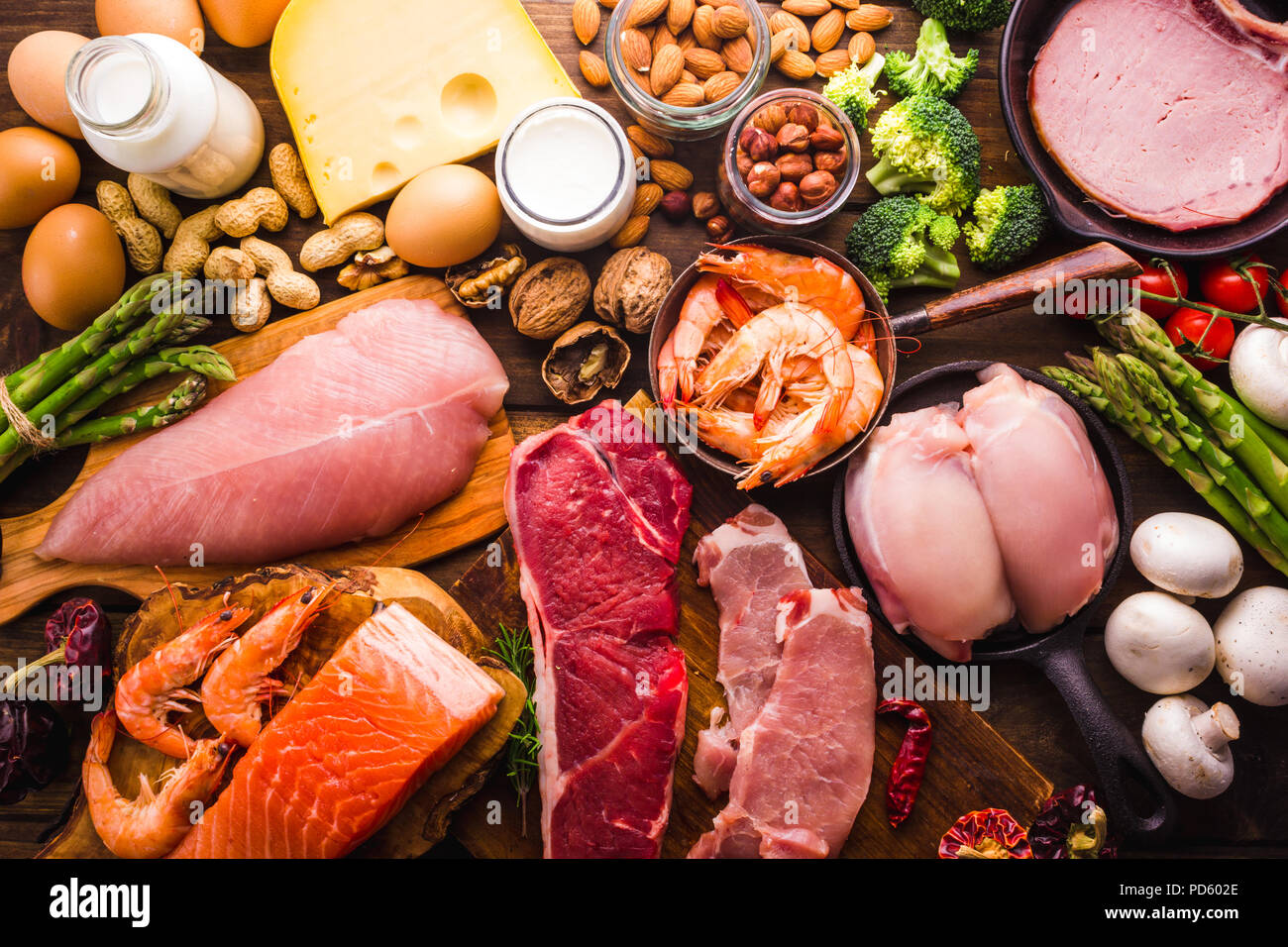 Large group of food, healthy food for a protein diet Stock Photo