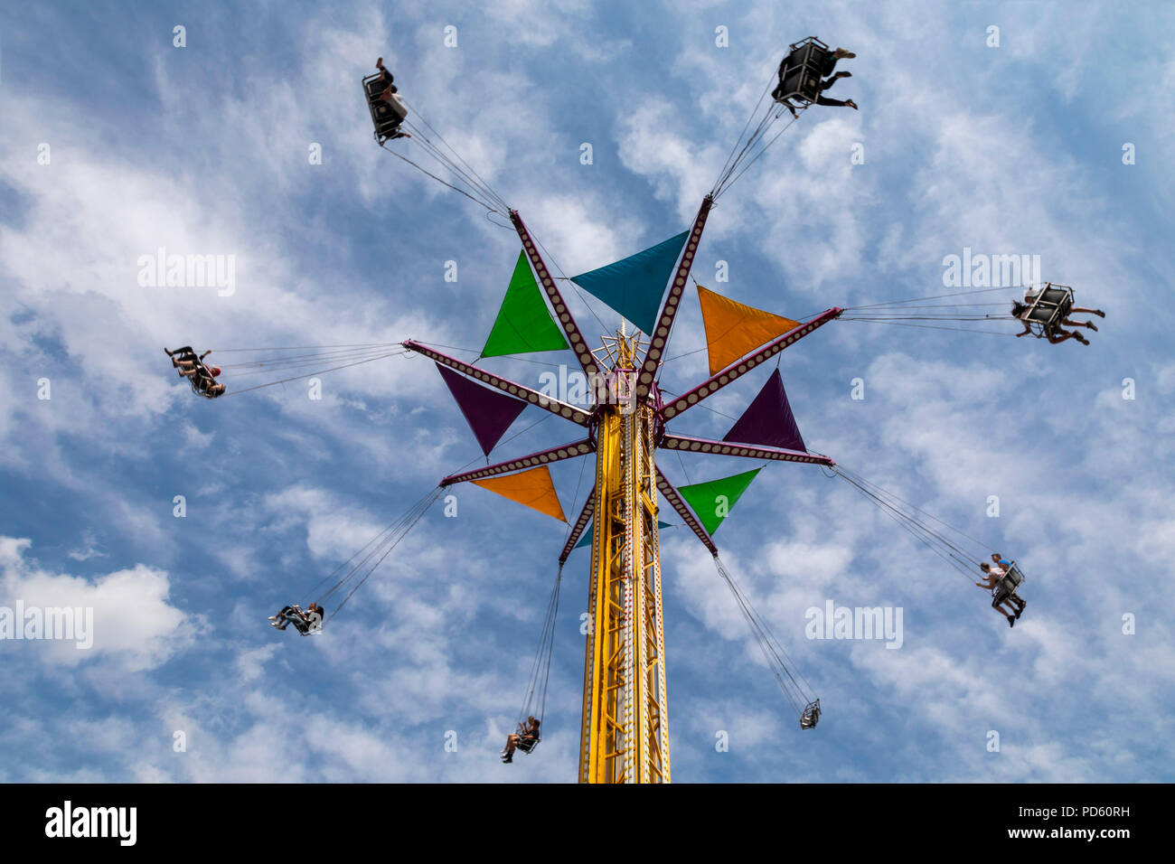 Dearborn, Michigan - The carnival swing ride at the annual Dearborn homecoming festival. Stock Photo