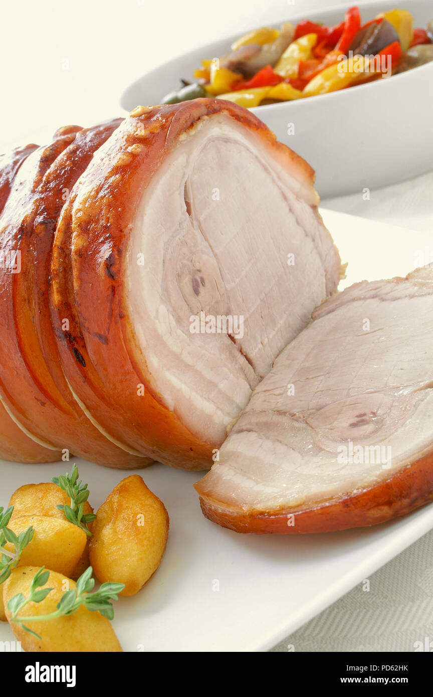 roast rolled pork joint Stock Photo Alamy