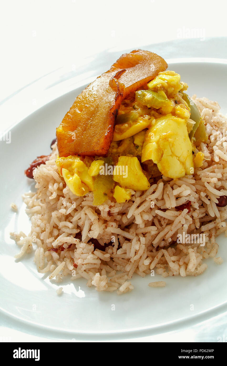 Jamaican saltfish & ackee on peas rice Stock Photo Alamy