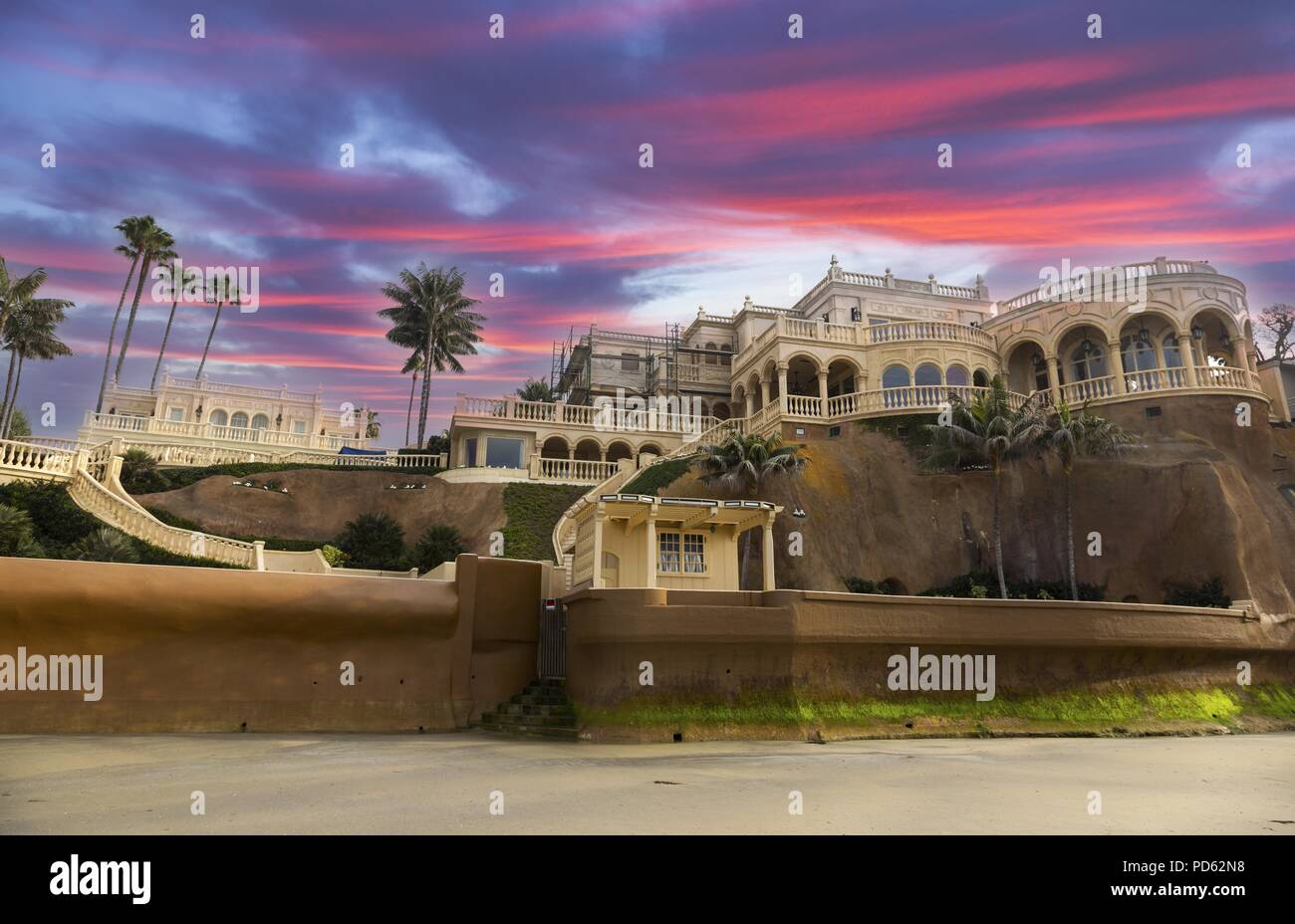 Villa Pelagia, Luxury Mansion on La Jolla Shores Waterfront in San Diego, California, designed by Los Angeles Architect Timothy Corrigan Stock Photo