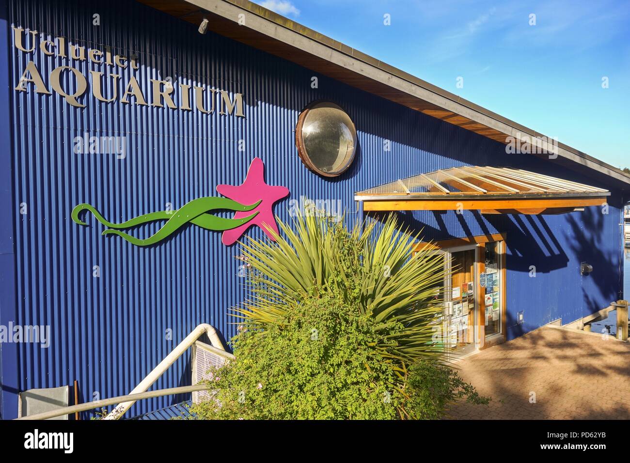 Ucluelet Aquarium Building Exterior near Pacific Rim National Park on Vancouver Island British Columbia Canada Stock Photo