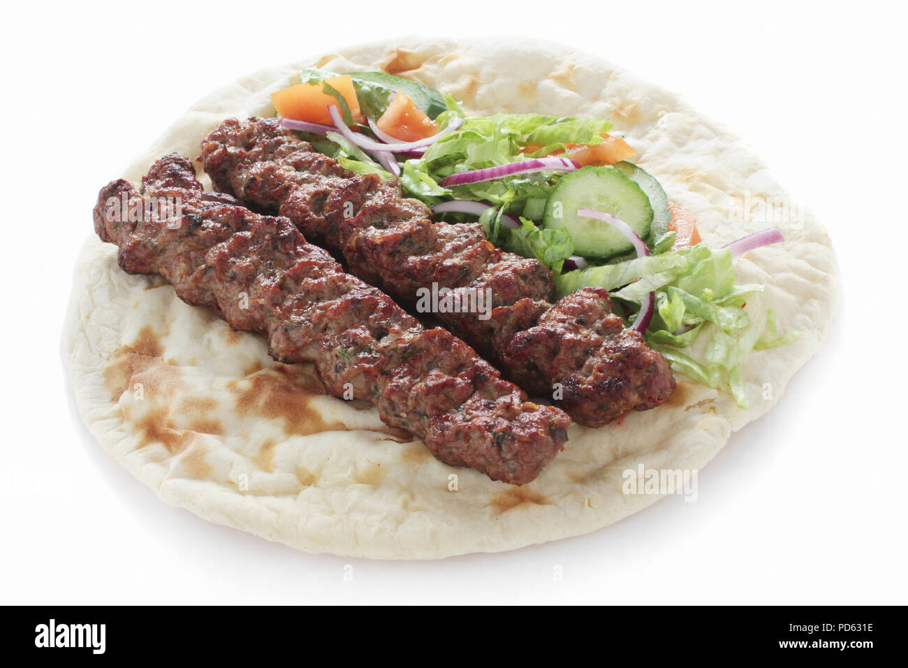 shish kebab naan sandwich wrap Stock Photo - Alamy