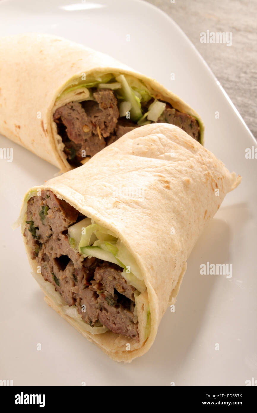 Indian kofke kofta shish wrap Stock Photo - Alamy