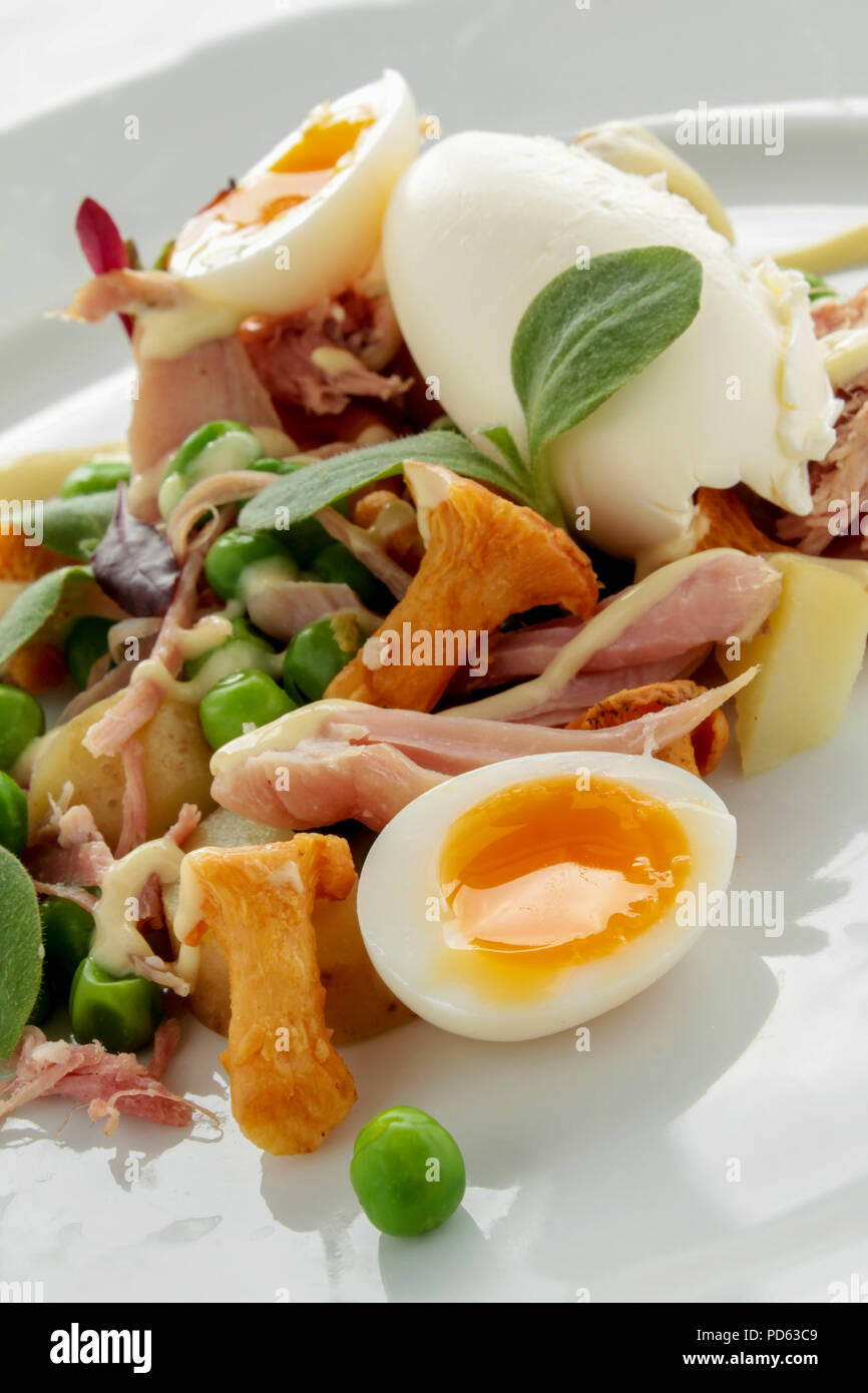 ham and egg appetizer Stock Photo