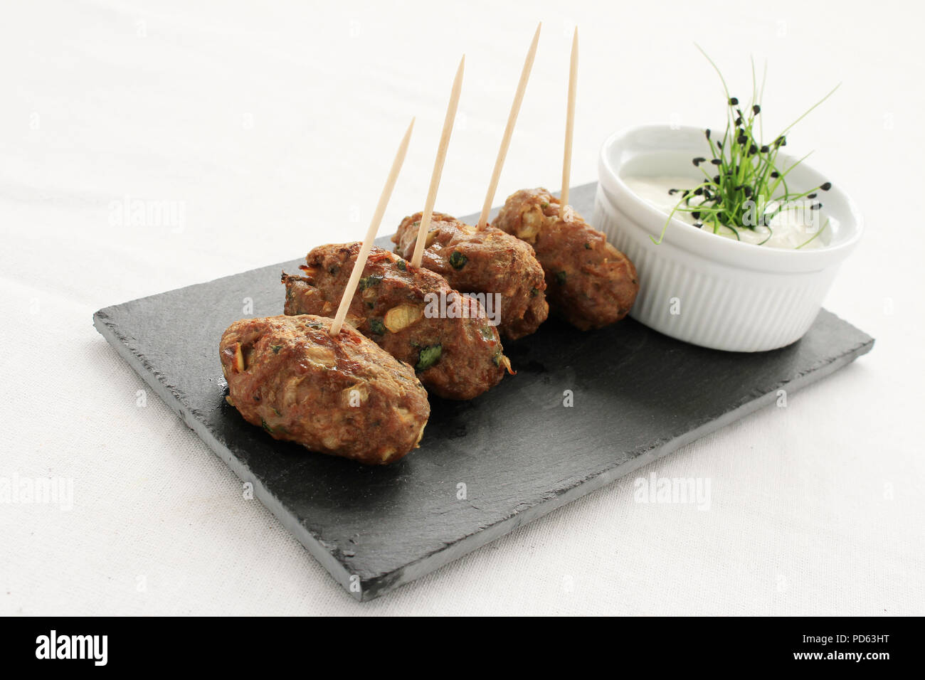 mini kofte shish kebabs canape starter Stock Photo Alamy