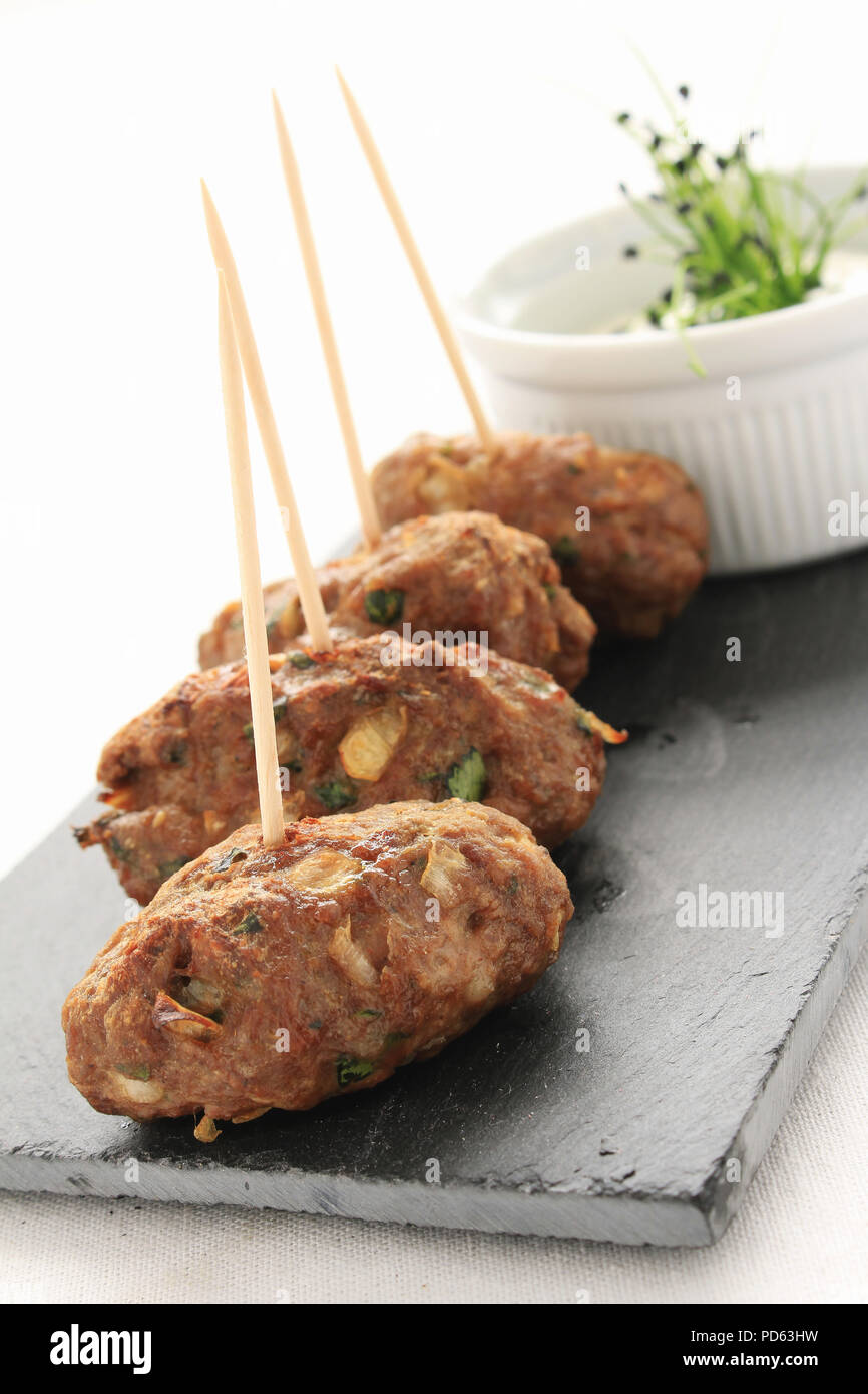 mini kofte shish kebabs canape starter Stock Photo Alamy