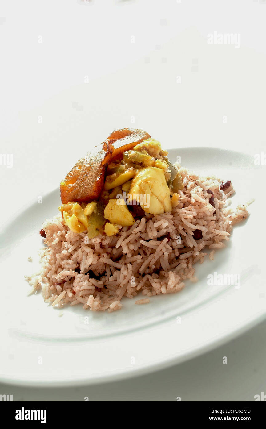 Jamaican saltfish & ackee on peas rice Stock Photo Alamy