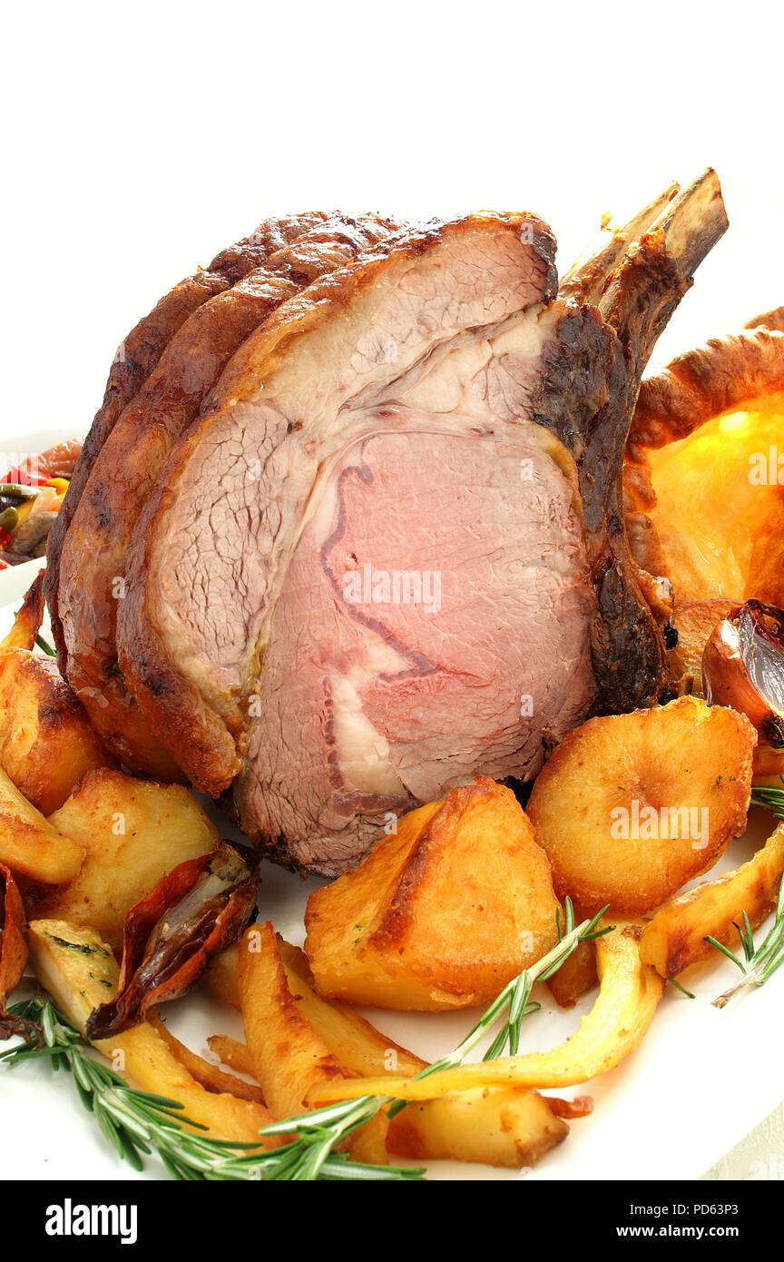 cooked roast beef joint Stock Photo Alamy