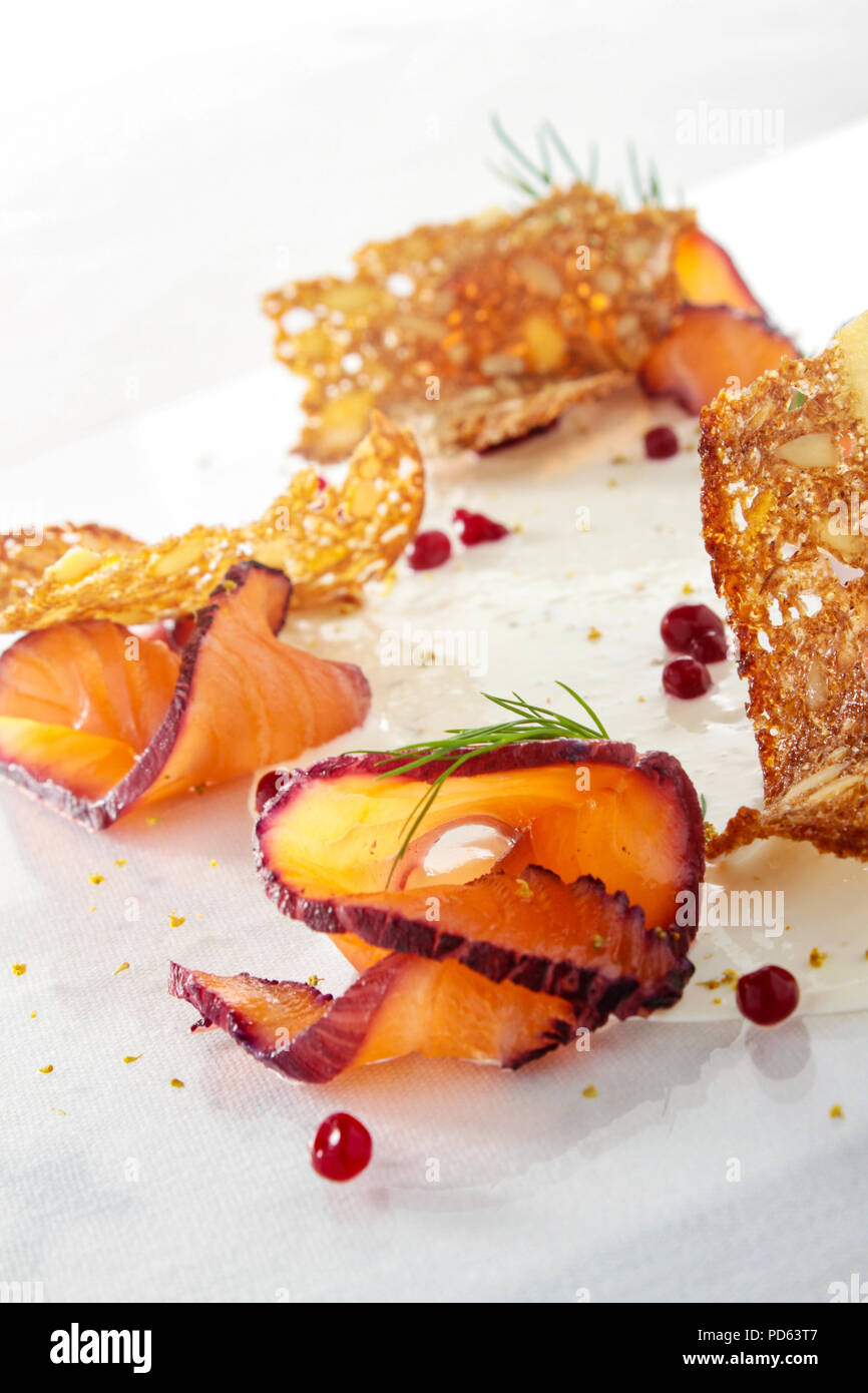 smoked salmon appetizer starter Stock Photo - Alamy