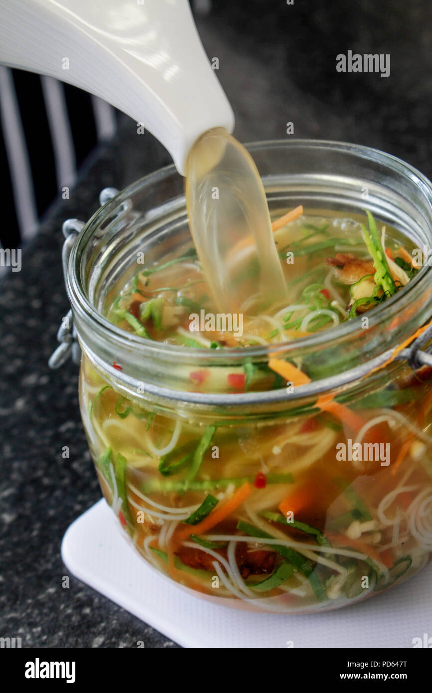 chinese noodles broth soup Stock Photo