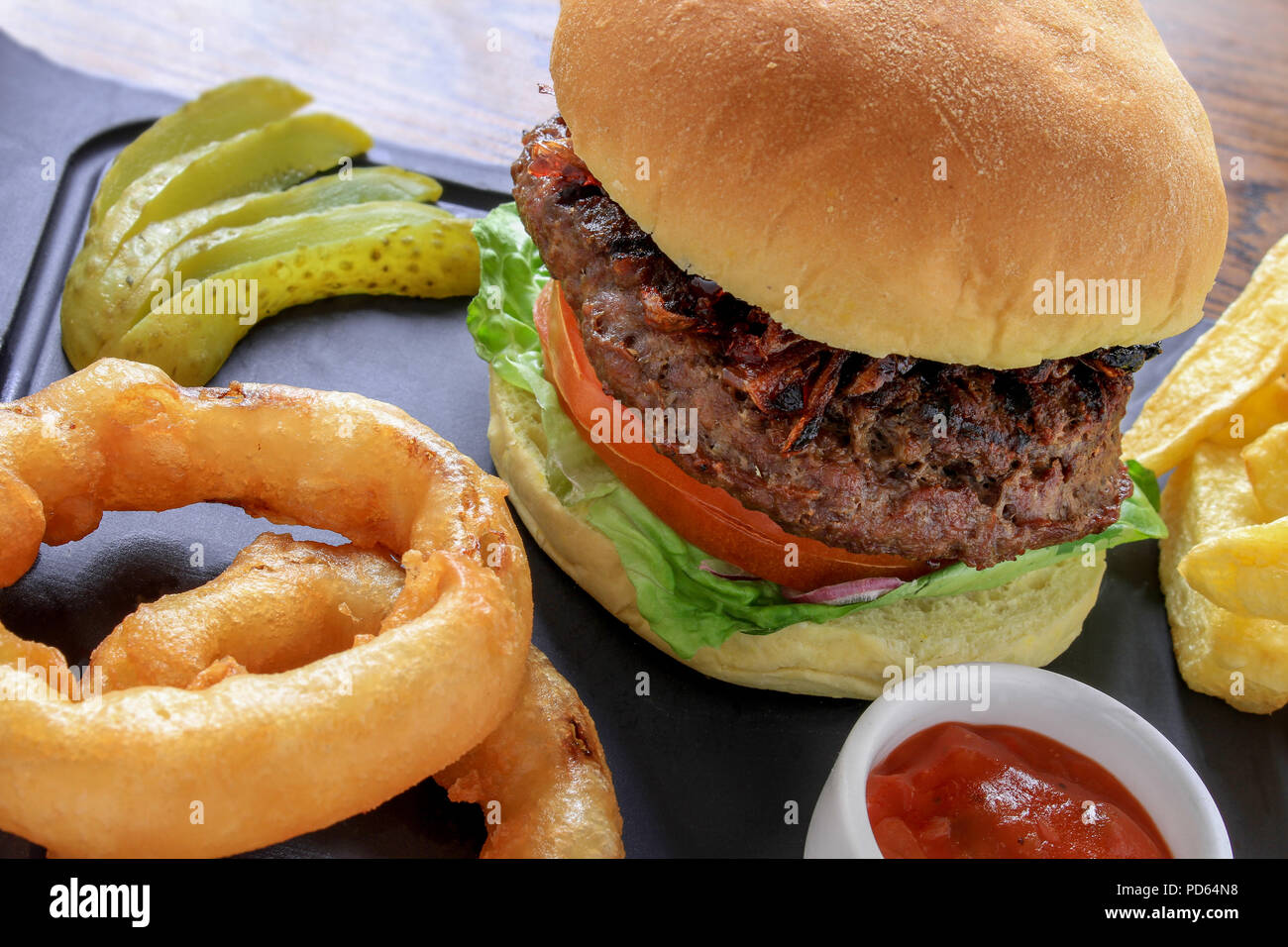 pared beef burger meal Stock Photo Alamy