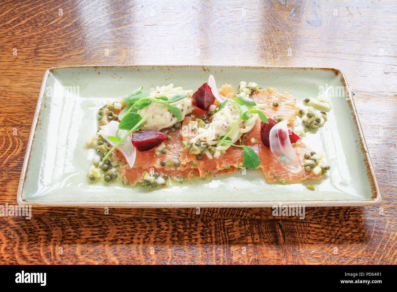 Cured Gravlax Salmon Appetizer Starter Stock Photo Alamy Cured Gravlax Salmon Appetizer Starter Stock Photo Alamy