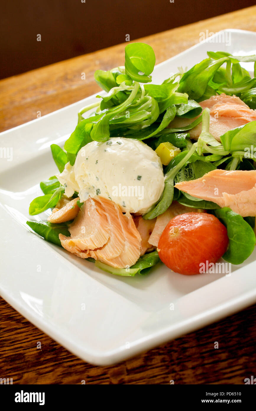 healthy hot smoked salmon salad Stock Photo - Alamy