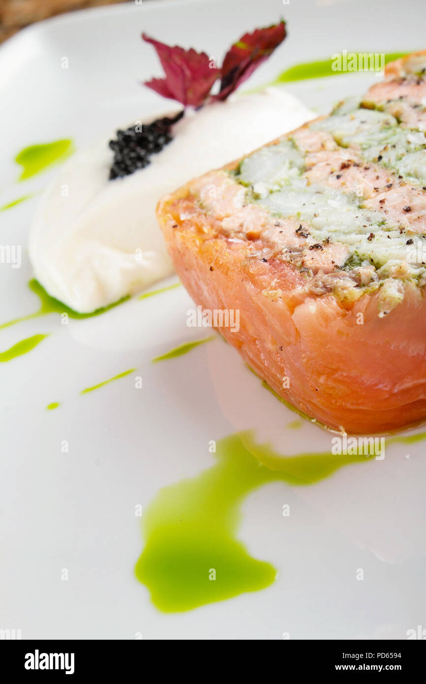 salmon terrine appetizer Stock Photo Alamy