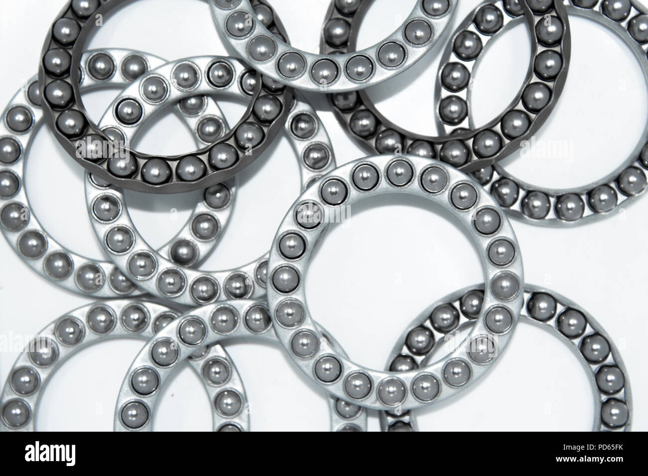 Bearing ball cages for rolls or wheels on white background Stock Photo