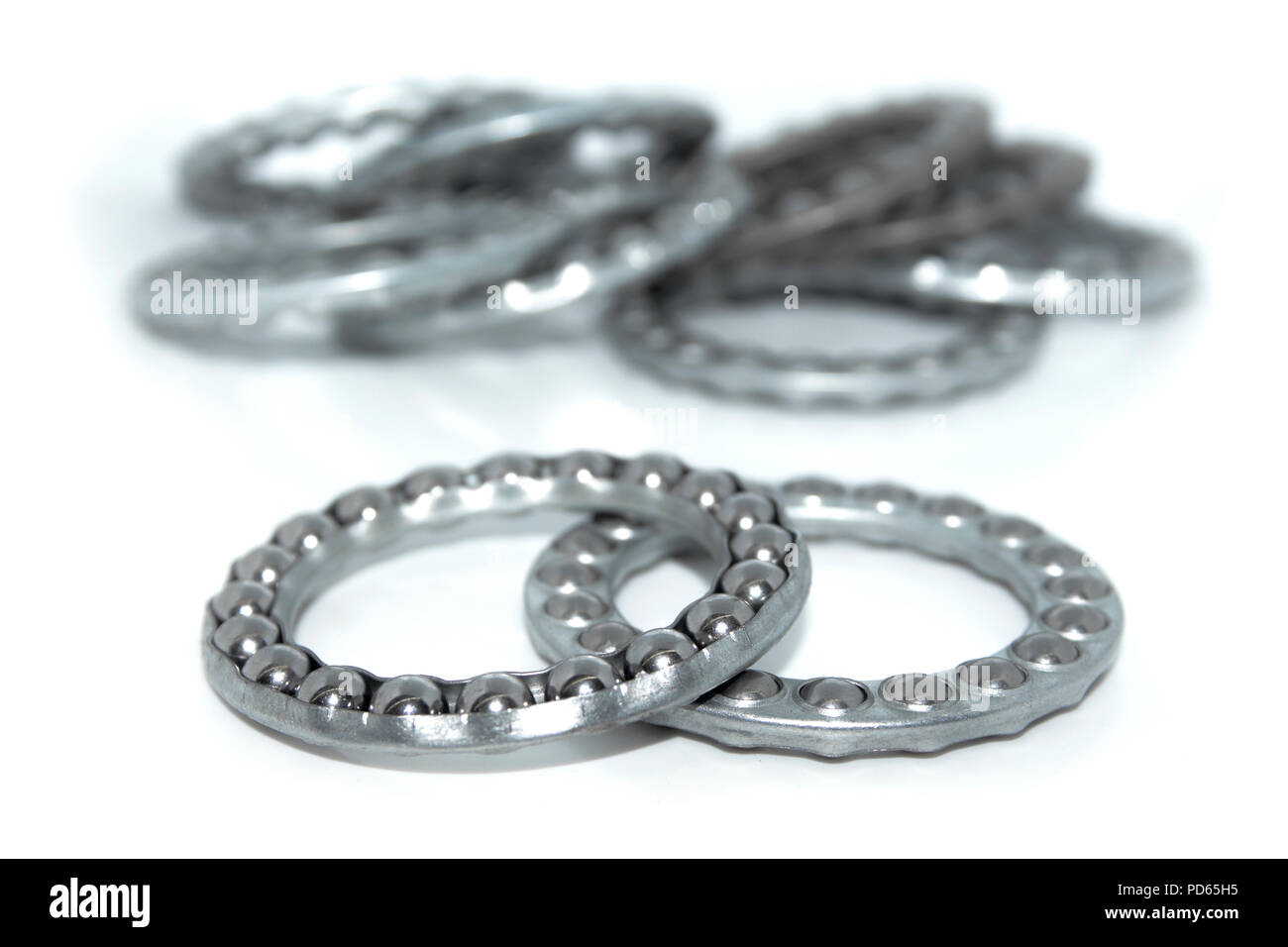 Bearing ball cages for rolls or wheels on white background Stock Photo