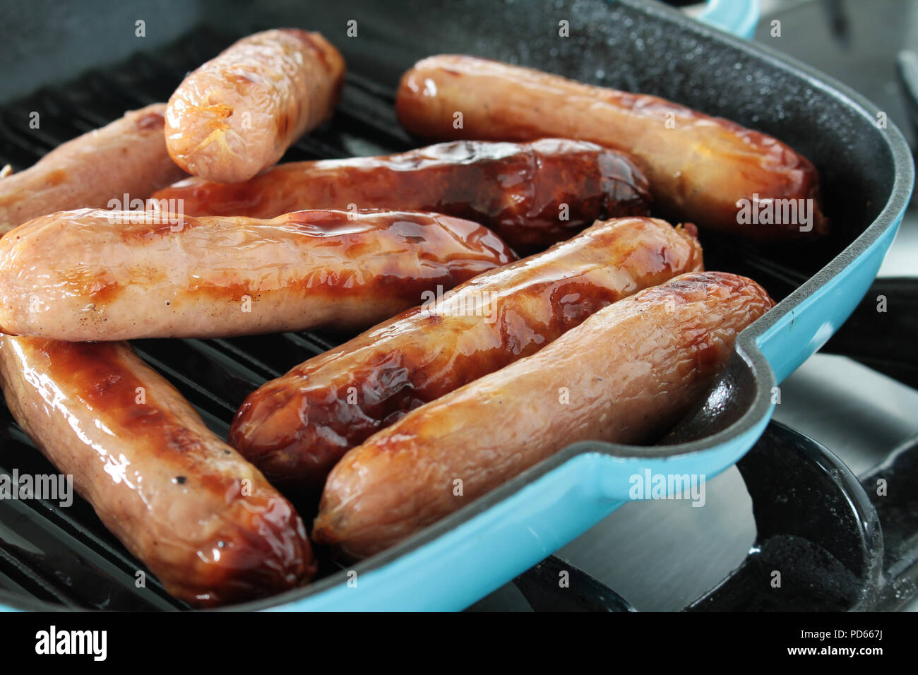 cooked british pork sausages Stock Photo Alamy