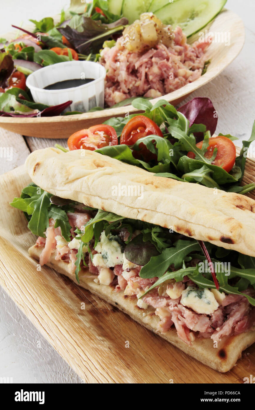 healthy flatbread sandwich lunch Stock Photo