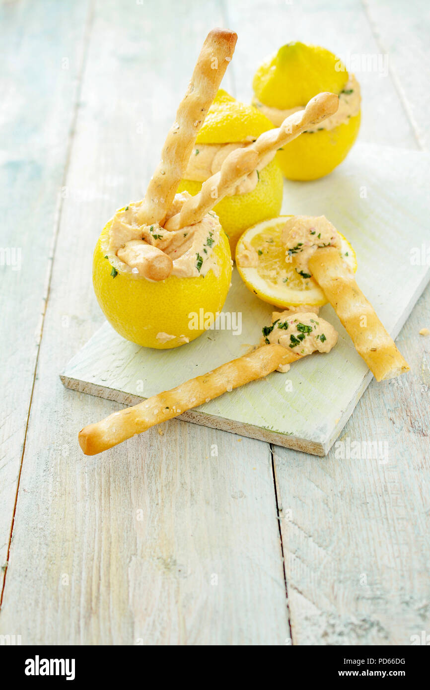 salmon lemon mousse dip Stock Photo Alamy
