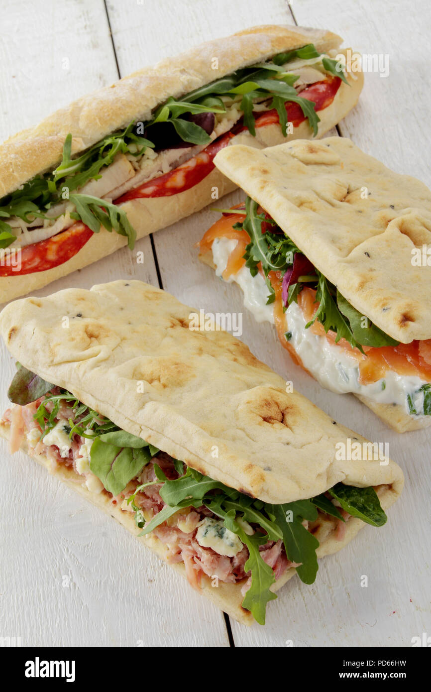 fresh made sub sandwich Stock Photo