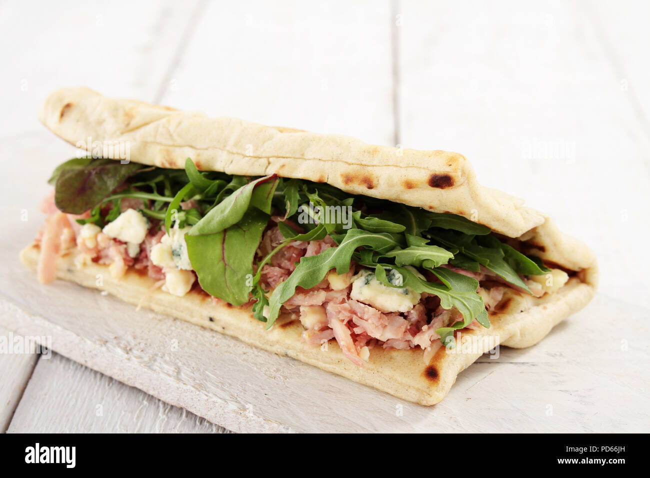 healthy flatbread sandwich lunch Stock Photo