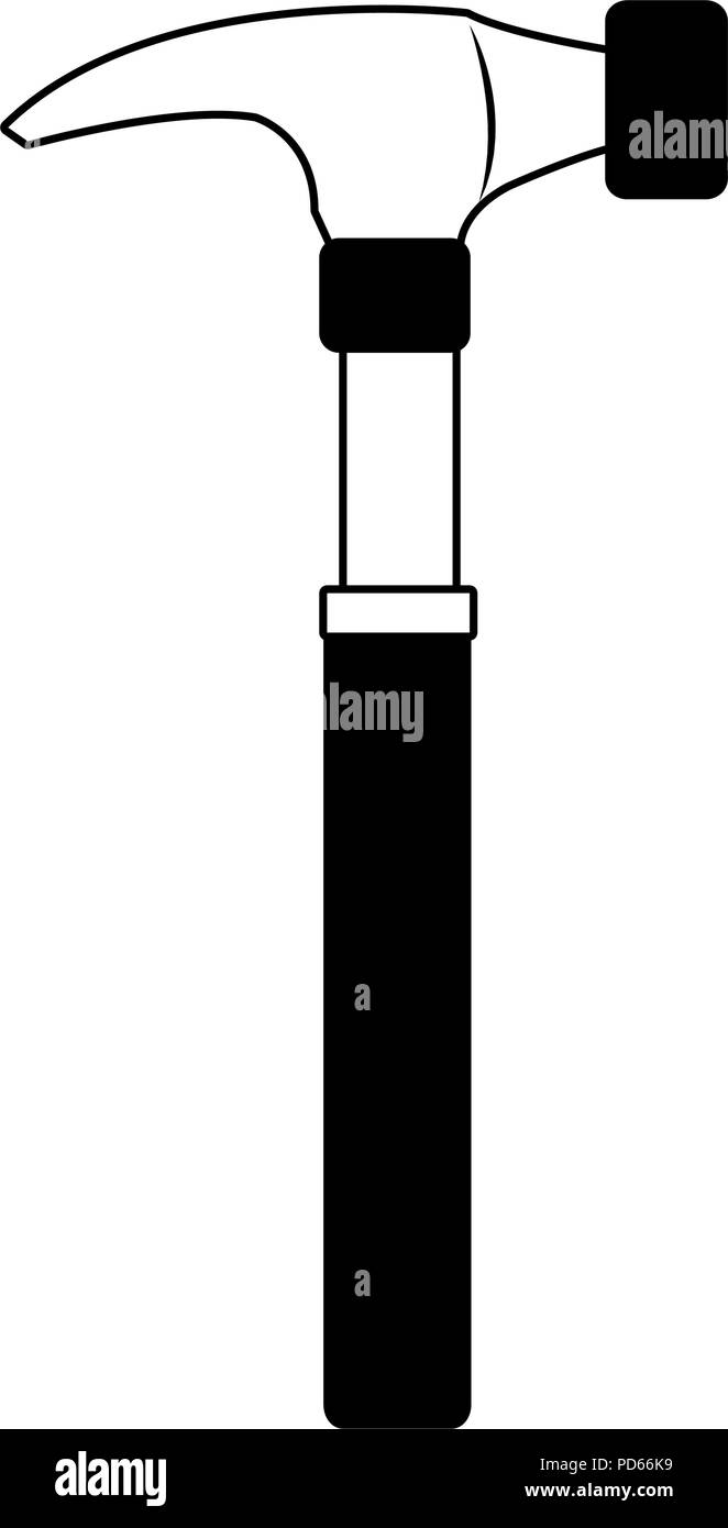 Hammer construction tool in black and white Stock Vector Image & Art ...