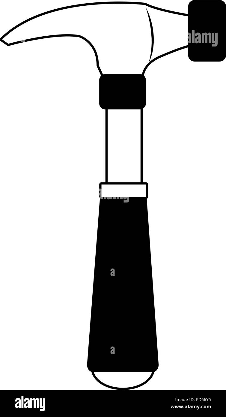 Hammer construction tool in black and white Stock Vector Image & Art ...
