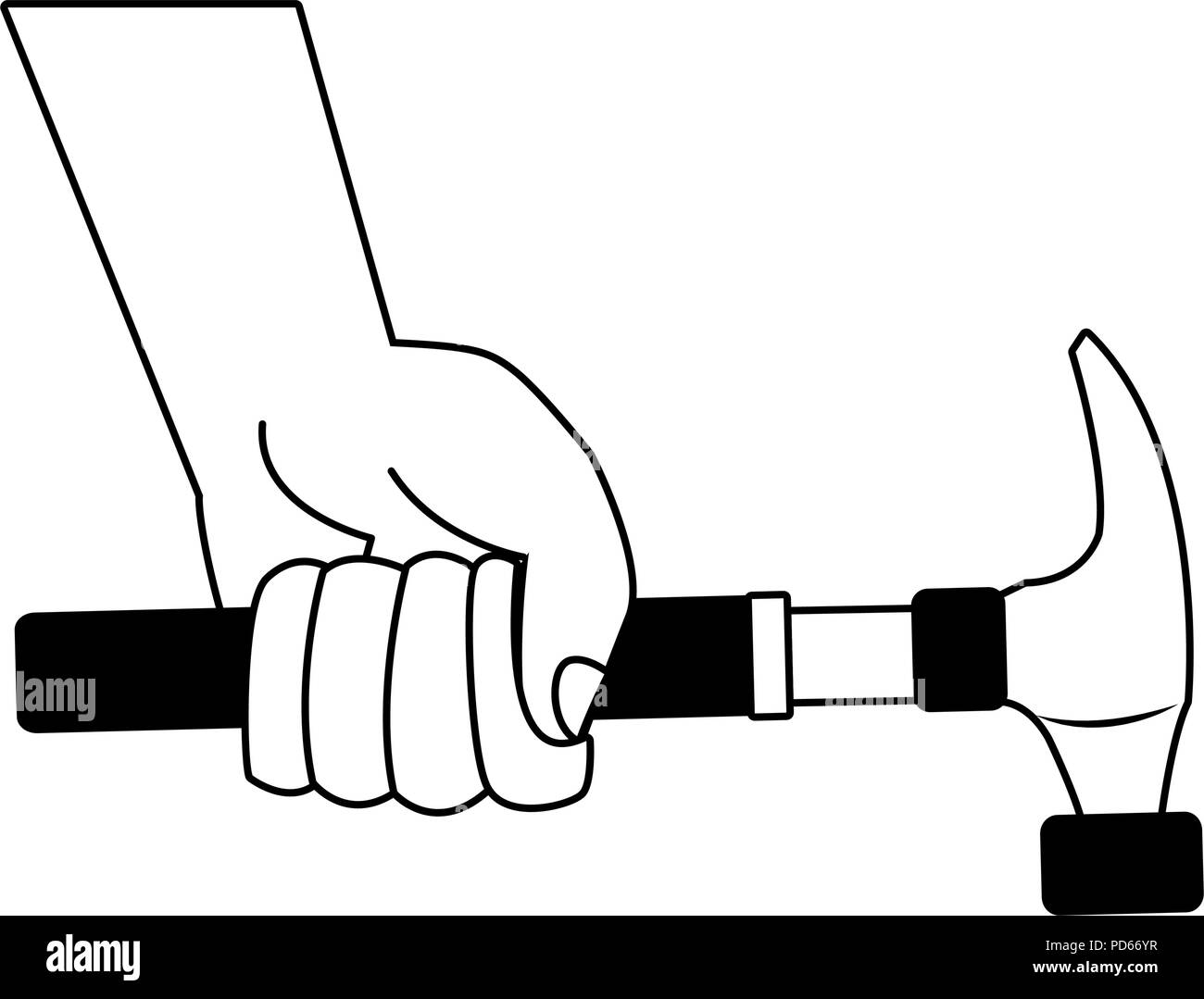 Hand with hammer in black and white Stock Vector Image & Art Alamy