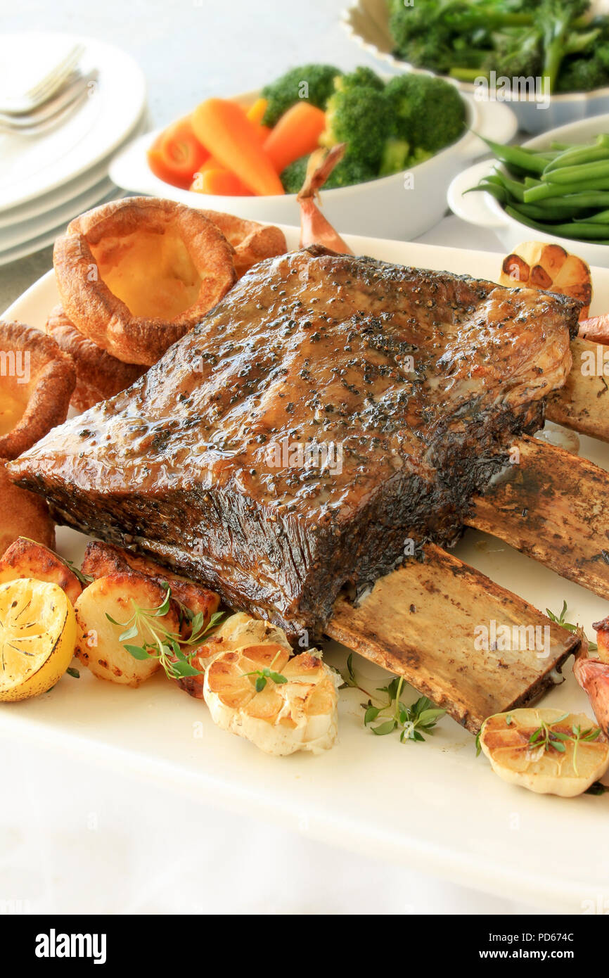 large roast beef rib Stock Photo Alamy