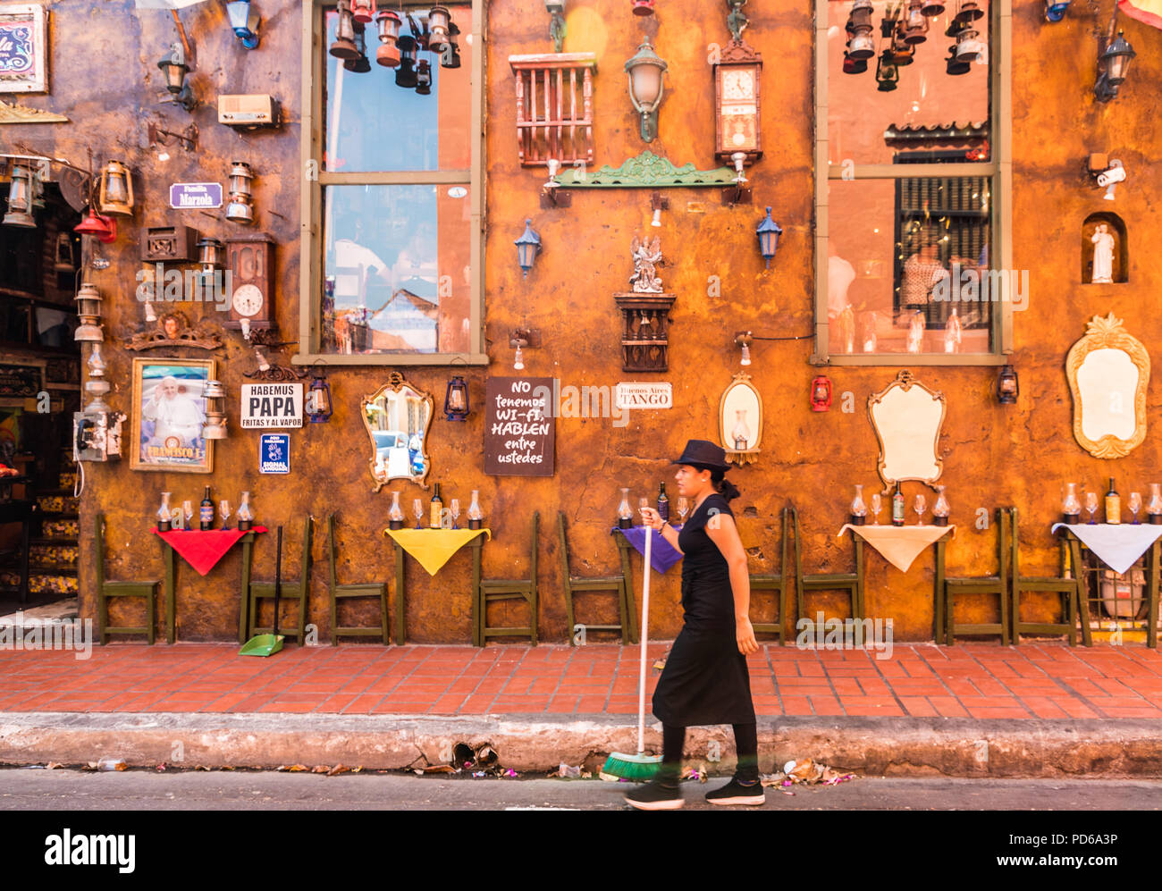 A Typical View In The Old Town In Cartagena Colombia Stock Photo Alamy