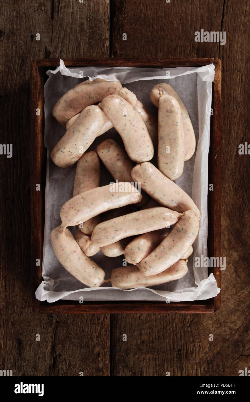 traditional raw British sausages Stock Photo Alamy